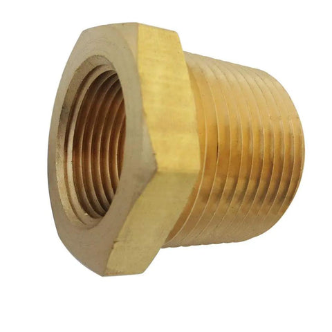 Brass Pipe Fitting Hex Bushing Set NPT Male To Female Adapters Kit close-up view of brass hex bushing