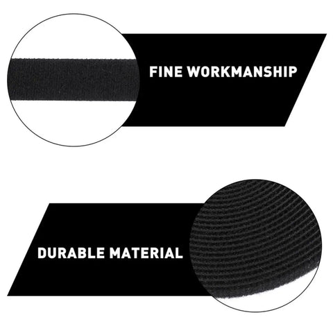 Close-up of Heavy Duty Black Cable Management Straps Reusable Hook And Loop Cable Ties showcasing durable material and fine workmanship.