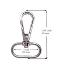 Heavy Duty Silver Swivel Lobster Clasps One Inch Metal Snap Hooks Built Boss Tough For Purses Bags And Secure Key Chains, 50mm size