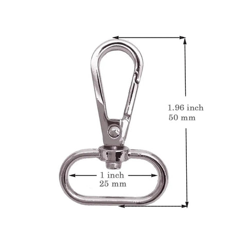 Heavy Duty Silver Swivel Lobster Clasps One Inch Metal Snap Hooks Built Boss Tough For Purses Bags And Secure Key Chains, 50mm size