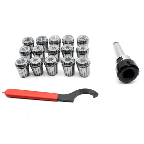 Pro Grade MT3 Shank ER32 Chuck Spanner Set With 15 Pcs Collets M12 Holder For Milling And Lathe shown with spanner