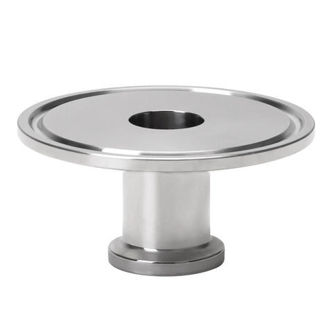 Side view of stainless steel sanitary concentric reducer 2 in x 1/2 in tri-clamp fitting