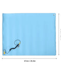 Fabater anti-static ESD mat, blue rubber workstation pad with grounding wire (front view), 26.4 x 20.1 in