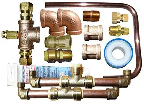 Kick Your Energy Bills With This Solid 10 Panel Freeze Protected Hybrid Solar Water Heater Kit For Homes Bringing No Sweat Electric Or Gas Backup When Cold Snap Hits And You Expect Hot Water plumbing accessories including copper pipes and fittings.