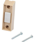 Beige wall button and screws for Universal Non-Lit Garage Door Wall Button for Inside Operation, blue clamshell packaging not shown.