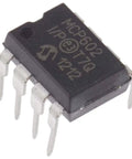 10 Pack MCP602 I P Dual Op Amp IC In DIP 8 With Socket Adapter, Low Bias Current, side view showing pin configuration.