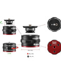 GIM-Pod Plate Quick Release System For Cameras, Ultra Lightweight Leveling Plate For CSCs, detailed view with components illustrated.