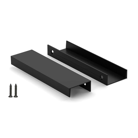 Matte Black Finger Pulls For Cabinets And Edge Drawer Handles For Kitchen, 5 Inch Hole Centers, screws included, 10 Pack