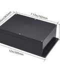 Kickass Abs Black Electrical Junction Box IP65 Waterproof Outdoor Enclosure For DIY Projects With Cable Glands measuring 10.35 by 7.17 by 3.74 inches.