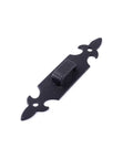 Rock Solid Black Powder Coated Wrought Iron French Quarter Slide Bolt Cabinet Latch Lock Five And One Half Inches, detailed view.