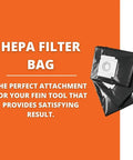 High Capacity HEPA Filter Bag For Turbo II Dust Extractors, Tear Resistant 0.3 Micron Filtration, stack of three bags