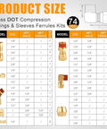 Ailbiuko 74-pcs brass DOT air brake line fittings set for trucks and trailers, sizes 1/8, 1/4, 3/8, 1/2, 5/8 in