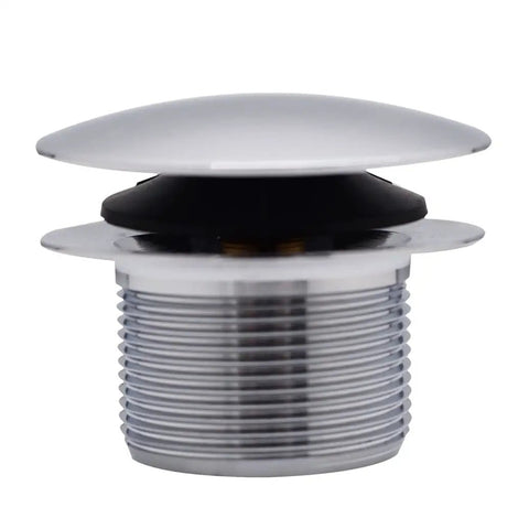Coarse Thread 1-1/2 Inch NPSM Mushroom Toe Bathtub Drain Stopper Polished Chrome With Easy Push To Close Operation