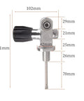 Diving Pneumatic Cylinder Adapter On Off Valve Air Tank Quick Connect Coupler, measurements and black handle visible