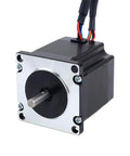 Front view of NEMA 23 closed-loop stepper motor with magnetic encoder, black housing and silver faceplate.