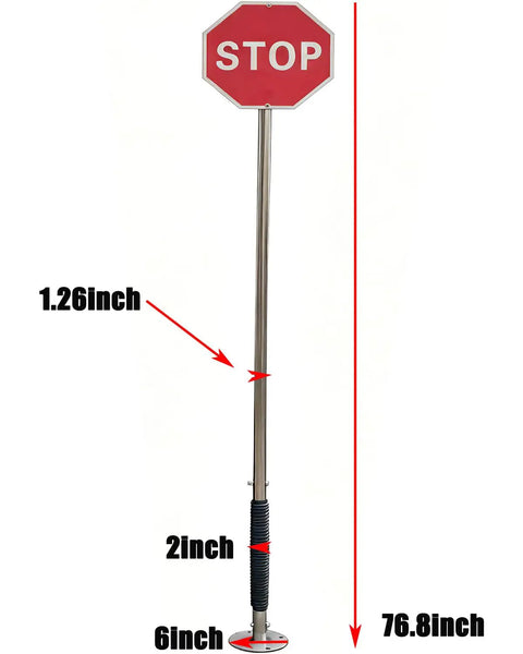 Heavy Duty Flexible Delineator Post For Concrete Mounting Impact Resistant Traffic Bollard 76.8 inch tall with STOP sign.
