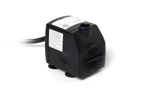 Submersible Fountain Pump 198 GPH Magnetic Drive For Ponds, Waterfalls, And Fountains, angled view, black casing, power cord