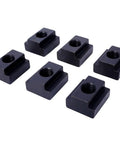 Five threaded T-slot nuts from the Beefed Up 58 Piece T Slot Clamping Kit For Milling Machines With T Slot Cleaner And Tightening Wrench Five Eighths Inch 11 Threaded Stud Size Fits Three Quarter Table Slot In Blue Storage Box.