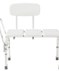 Adjustable Bathroom Safety Transfer Bench White With 14 To 21 Inch Seat Height Push Pin Adjust Supports Up To 250 Lbs