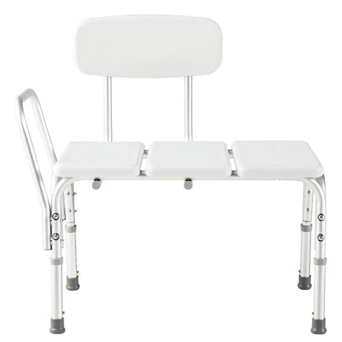 Adjustable Bathroom Safety Transfer Bench White With 14 To 21 Inch Seat Height Push Pin Adjust Supports Up To 250 Lbs