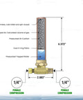 Diagram of Copper 1/4 Inch Compression Tee Hammer Arrestor For Water Hammer Prevention, showing dimensions and components.