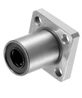 LMK10UU Square Flange Linear Ball Bearing Bushing, 10mm Bore X 19mm OD X 29mm Length, Double Sealed Chrome Steel, Zero Play Guarantee For Cnc And 3D Printer Builds, Sweet Smooth Glide, close-up view.