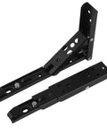 4 Pack Folding Shelf Brackets Heavy Duty White Adjustable 8 To 14 Inch Collapsible Hardware for tables and shelves, black version shown