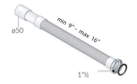 Low Profile Shower Drain Trap Kit 1.5 Inch For Small Bathrooms Flat PVC Waste Pipe System For Acrylic Tubs Flexible Drain Line