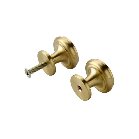 4 Piece Mid Century Modern Solid Brass Cabinet Knob Set For Drawers And Jewelry Boxes Single Hole Pulls With 25mm Screws Fits 18 To 22mm Thick Wood