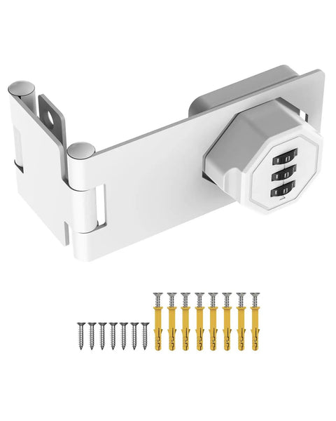 Built Like A Tank 90 Degree Cabinet Combination Lock Latch In White Heavy Duty Zinc Alloy Digital Lock Set For Office Files And Home Drawers Rust Proof Storage Hardware Smooth Fit with screws