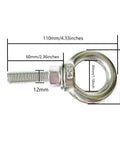 Heavy Duty M12 Eyebolt Set, 304 Stainless Steel Shoulder Eyebolts With Nuts And Flat Washers, 2 Pack, dimensions shown