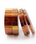 Two Pack High Temp Polyimide Kapton Style Heat Insulation Tape For 3D Printers, metallic brown rolls, different widths