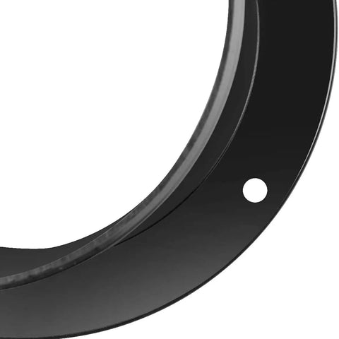 Close-up of a 4 Inch Inlet Flange Dust Collection Ducting Connector, black ABS, with pre-bored holes for 4-inch hoses and machine ports attachment.