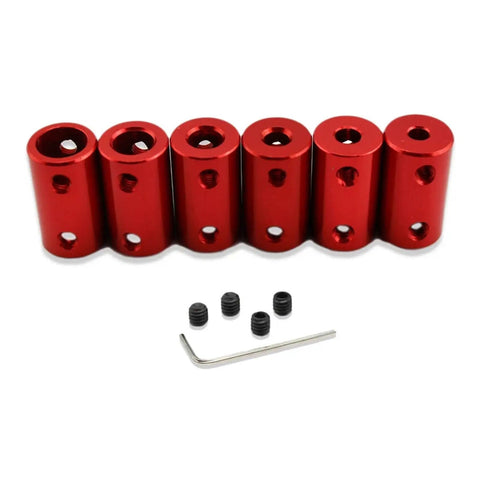 Sturdy Shaft Coupling For CNC Stepper Motors Connect 4-7Mm Shafts With Locking Wire And Aluminum Alloy Build Pack Of Three Units visible in red aluminum.