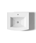 Top view of Archer Pedestal Bathroom Sink Basin With One Hole Faucet Drilling Sleek Vitreous China White 24 Inches Long By 20.5 Inches Wide