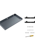 Heavy Duty Under Desk Keyboard Tray Rolling Butter Smooth Ball Bearing Slides And Comfy Wrist Rest Keeps Your Clean Setup Super Organized Gray Finish showing the tray and assembly parts.