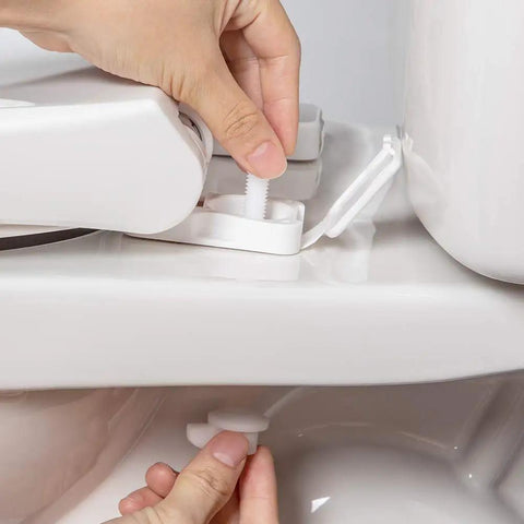 Installation of Universal Toilet Seat Hinges Kit With Self Locking Screw And Nut For Top Mount Seats White Plastic Replacement