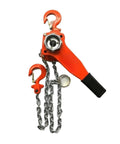Heavy Duty 3 To 9 Ton Manual Lever Hoist Hand Chain Block for Lifting, with orange lever and chain, 3 meters lift range.