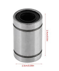 Linear Bearings Set 8x15x24mm Double Sealed For Rock Solid Motion In 3D Printers And CNC Routers 12 Piece Pack 8mm Inner Diameter Ball Bearings Protect Dust And Debris. Single LM8UU linear bearing, 8x15x24mm metal body with black seals, shown with dimensions