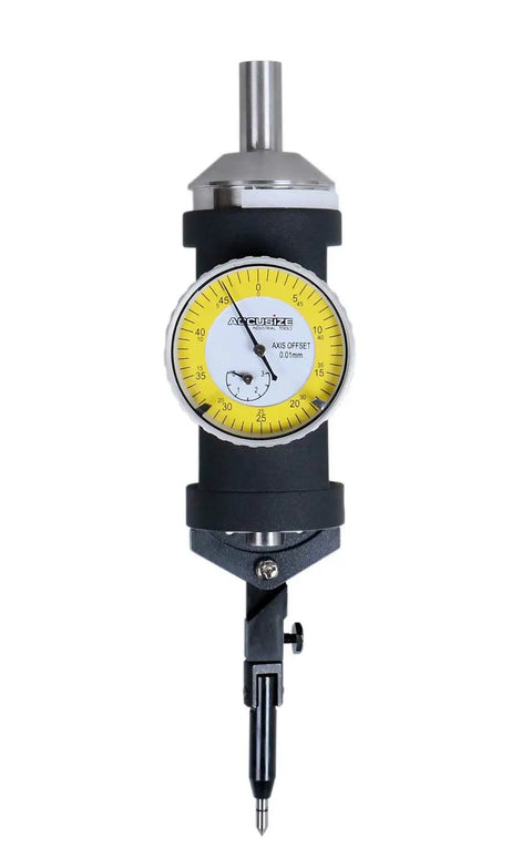 0-3 mm By 0.01 mm Graduations Metric Coaxial Dial Indicator In Fitted Box With Yellow Dial For Dead-On Workpiece Positioning On Vertical And Horizontal Machining Centers And Manual Or CNC Spindle Setup
