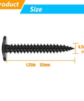 90 Pack Bulk Value Black Heavy Duty Truss Head Self Tapping Screws Size 8x1-1/4 Inch with dimensions in inches and mm
