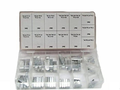 60 Piece Key Stock Assortment Set For Locking Pulleys, Gears, And Sprockets To Shafts With Slotted Keyways, Heat Treated Steel, Zinc Plated