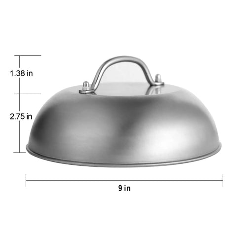 9 Inch Griddle Dome Cover For Smash Burgers And Melting Basting Shield For Flat Top Grills Stainless Steel Heavy Duty Even Heat