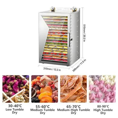 Top Shelf Electric Food Freeze Dryer Machine With Six Stainless Steel Trays generating 360 Degree Circular Airflow shown with temperature settings.