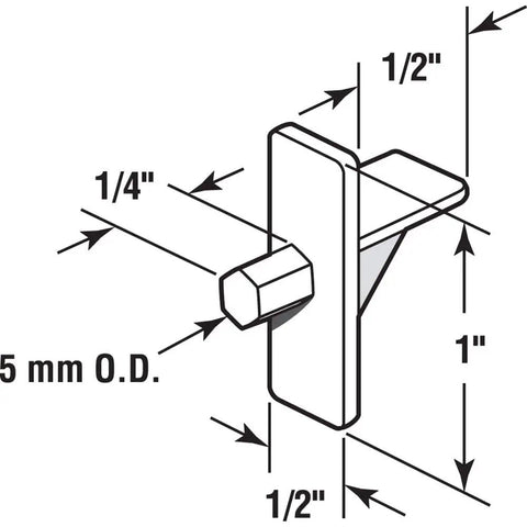 Top Notch Clear Plastic Shelf Support Pegs 5mm Diameter Cabinet Replacement Pins measured dimensions diagram for ease of installation.