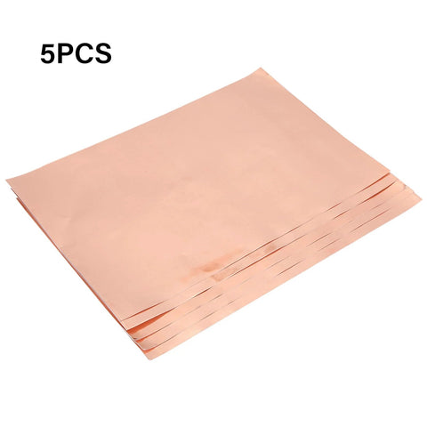 5 copper foil sheets with conductive adhesive tape for guitar crafts and electrical repairs, waterproof high conductivity shielding