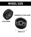 10 Piece Toy Wheel Set For DIY RC Cars And Robots Includes 5 Round Shaft Axles Rubber Wheels 38mm Diameter And 2.5mm Shaft