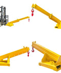 Heavy Duty Workhorse Forklift Jib Boom Crane With 6600 LB Capacity, yellow jib crane attachment for material handling.