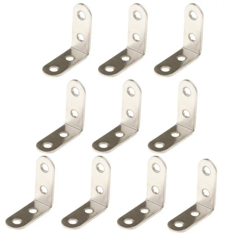10 Pieces L Shaped Corner Brackets Set for Shelves and Frames, 40x40x16mm Right Angle Fasteners, metal connectors with holes