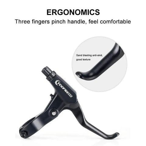 1 Pair Aluminum Alloy Bicycle Brake Levers For Most Bikes Left And Right Hand Levers shown with ergonomic design